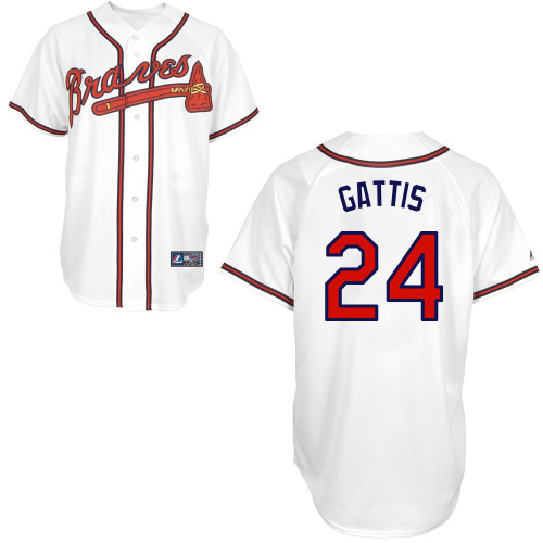 Evan Gattis #24 Youth Baseball Jersey-Atlanta Braves Authentic Home White Cool Base MLB Jersey